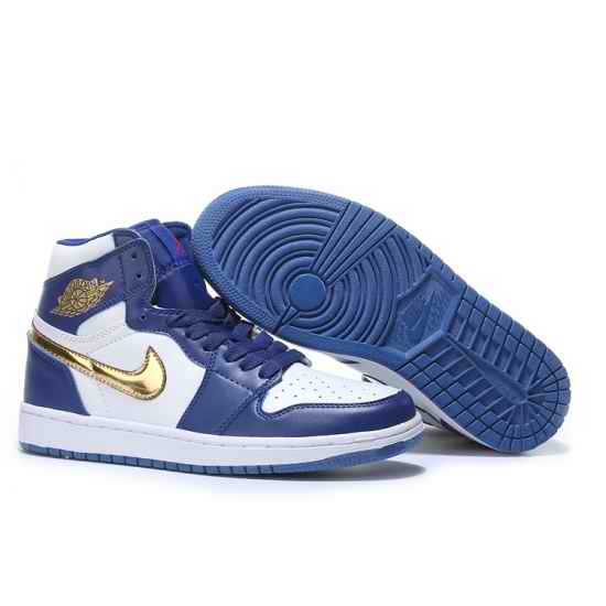 Air Jordan 1 Men Shoes White Blue Gold